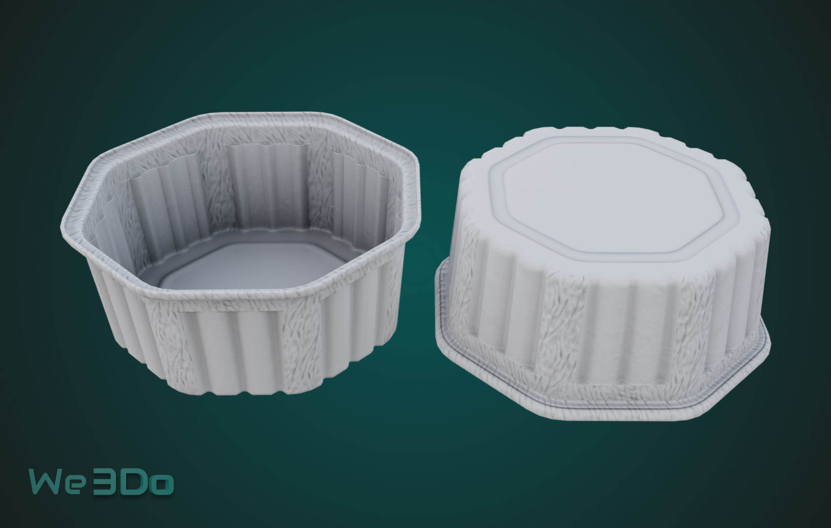 Rounded Aluminum Foil Tray Low-poly 3D model_15