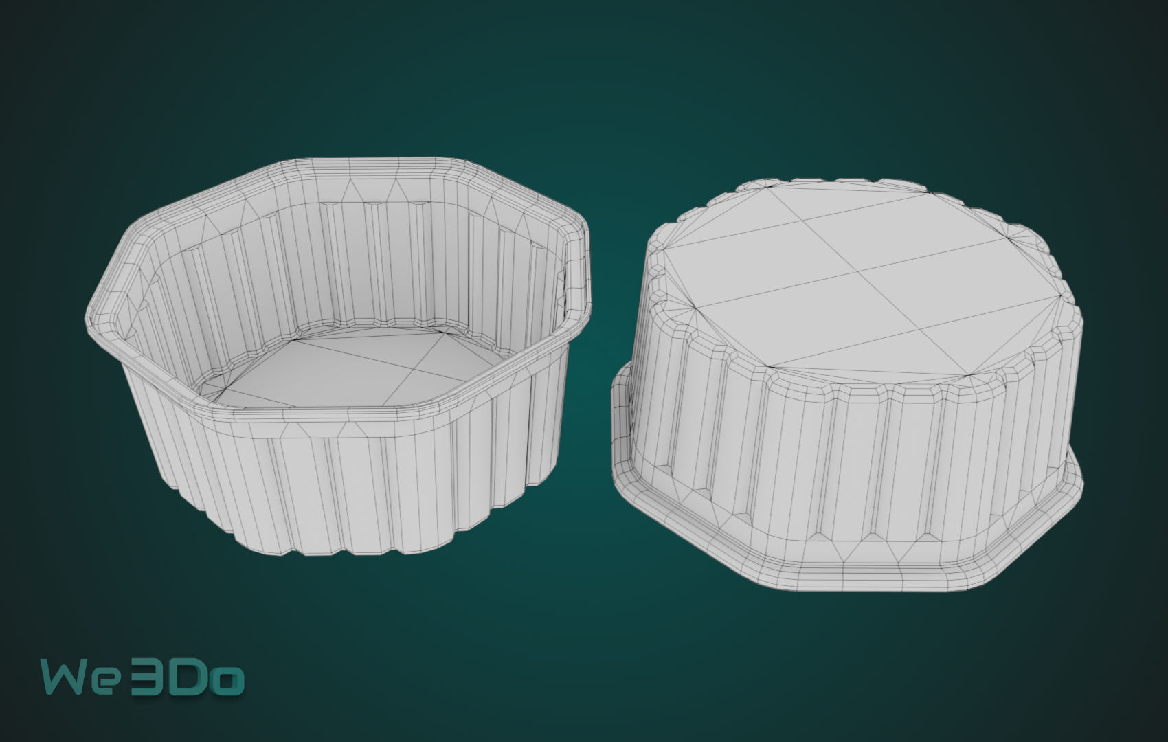 Rounded Aluminum Foil Tray Low-poly 3D model_31
