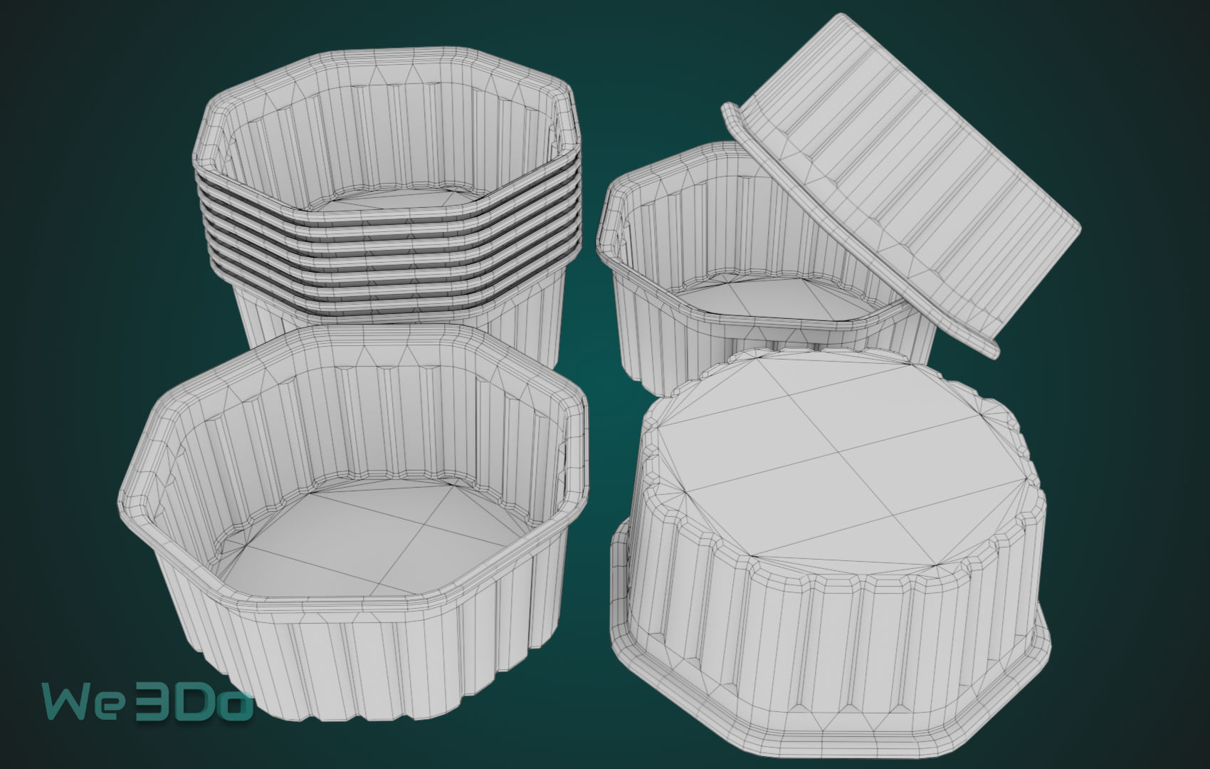 Rounded Aluminum Foil Tray Low-poly 3D model_27