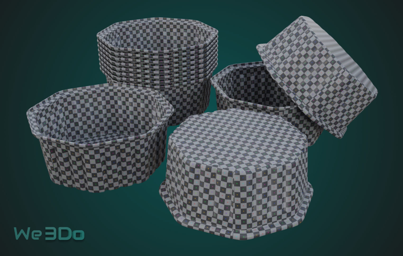 Rounded Aluminum Foil Tray Low-poly 3D model_16