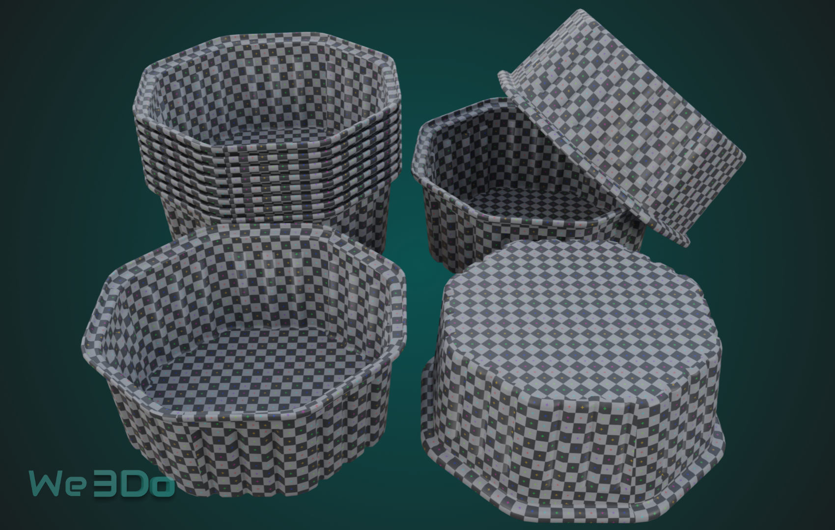 Rounded Aluminum Foil Tray Low-poly 3D model_19