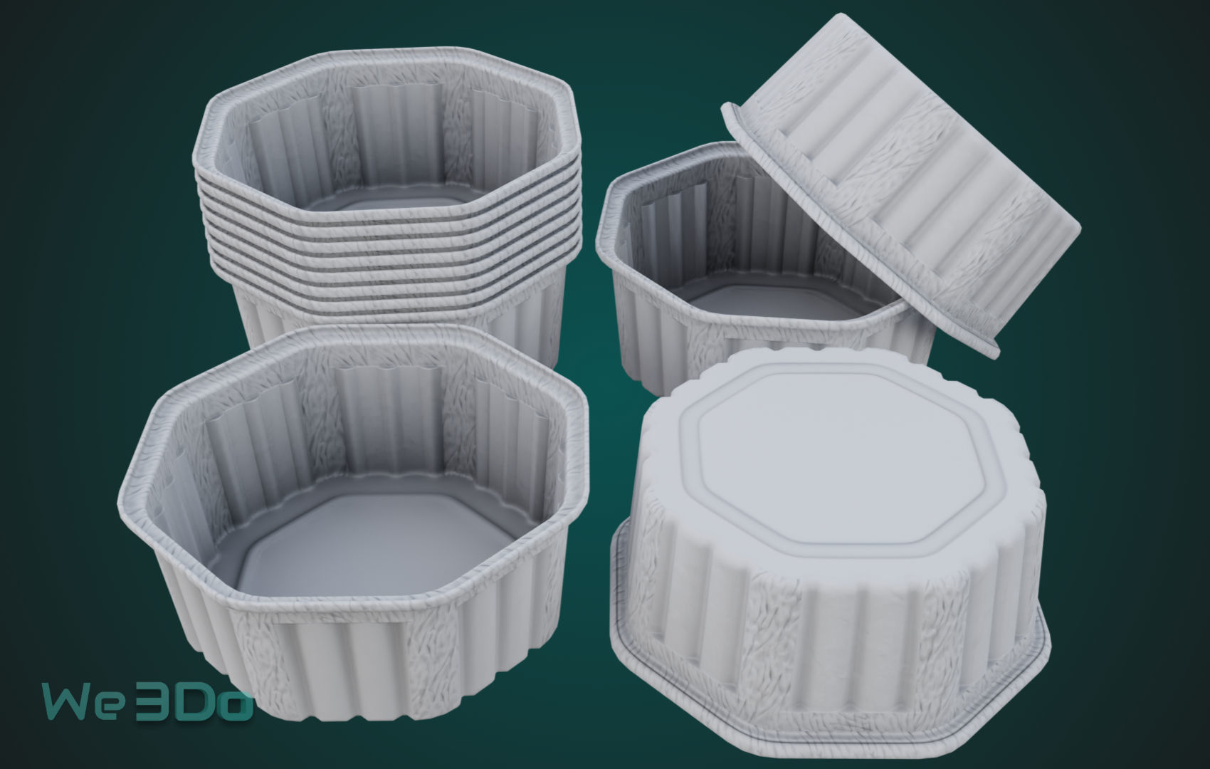 Rounded Aluminum Foil Tray Low-poly 3D model_11