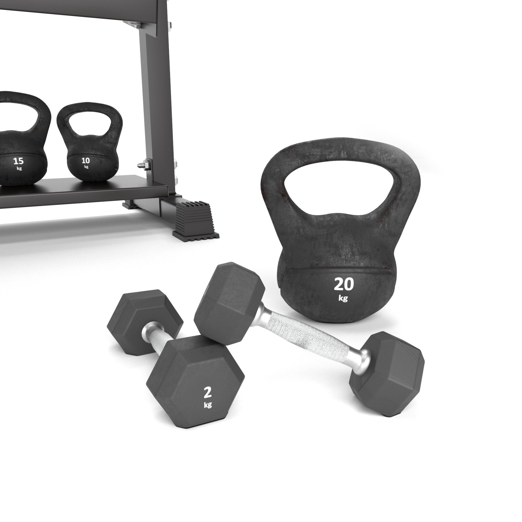 Gym-Tools-Fitness-Body-Building-set-01 gym rack with weights ... 3D model_3