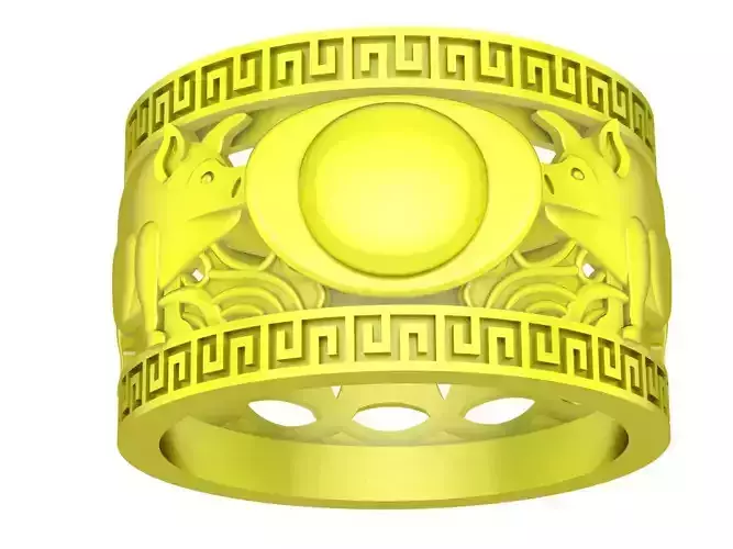fengshui 24k zodiac pig men ring 4788