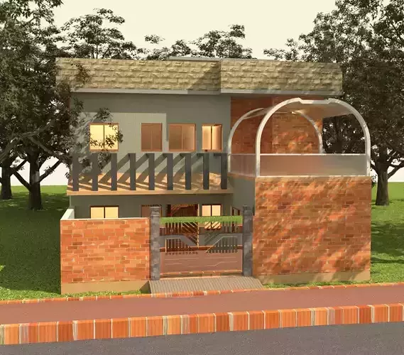 HOUSE 3D MODEL  WITH AUTOCAD DWG FILE COMPLETE SETUP 