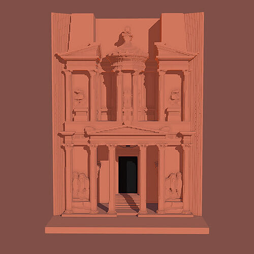 Voxel Treasury of Petra Low-poly 3D model