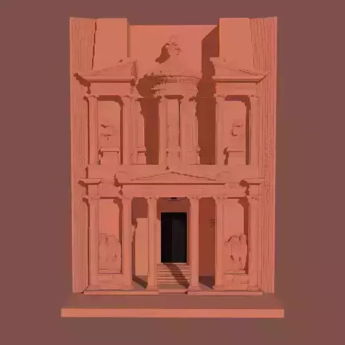 Voxel Treasury of Petra Low-poly 3D model