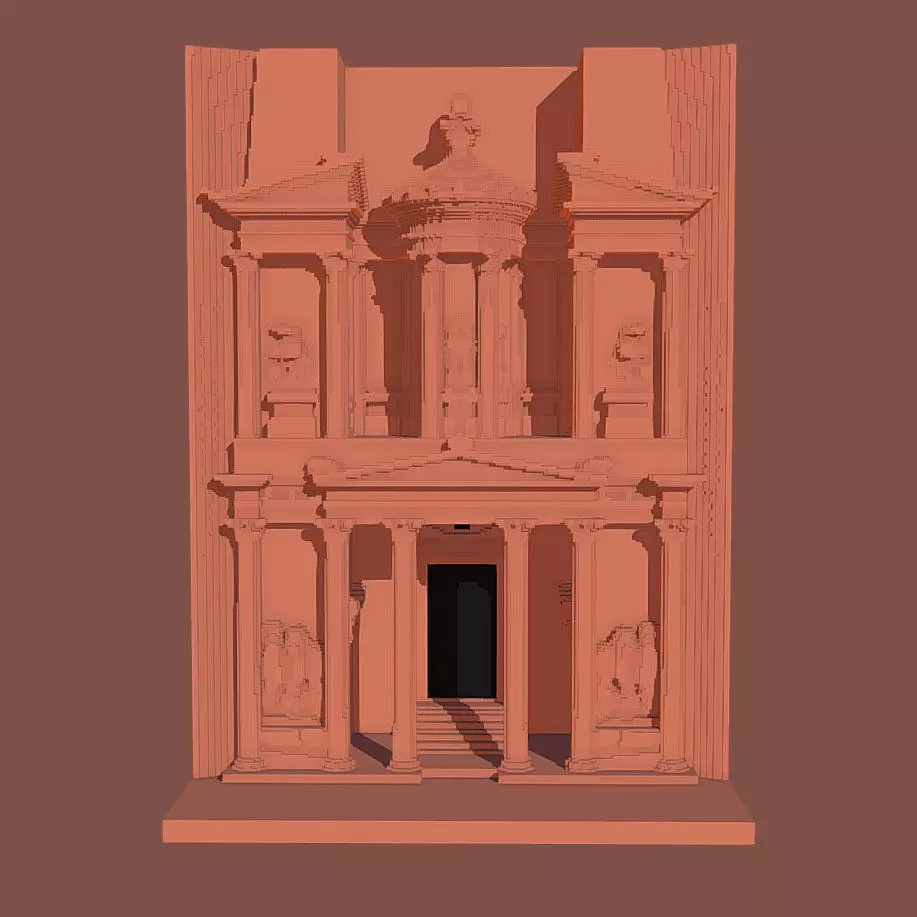 Voxel Treasury of Petra Low-poly 3D model_0