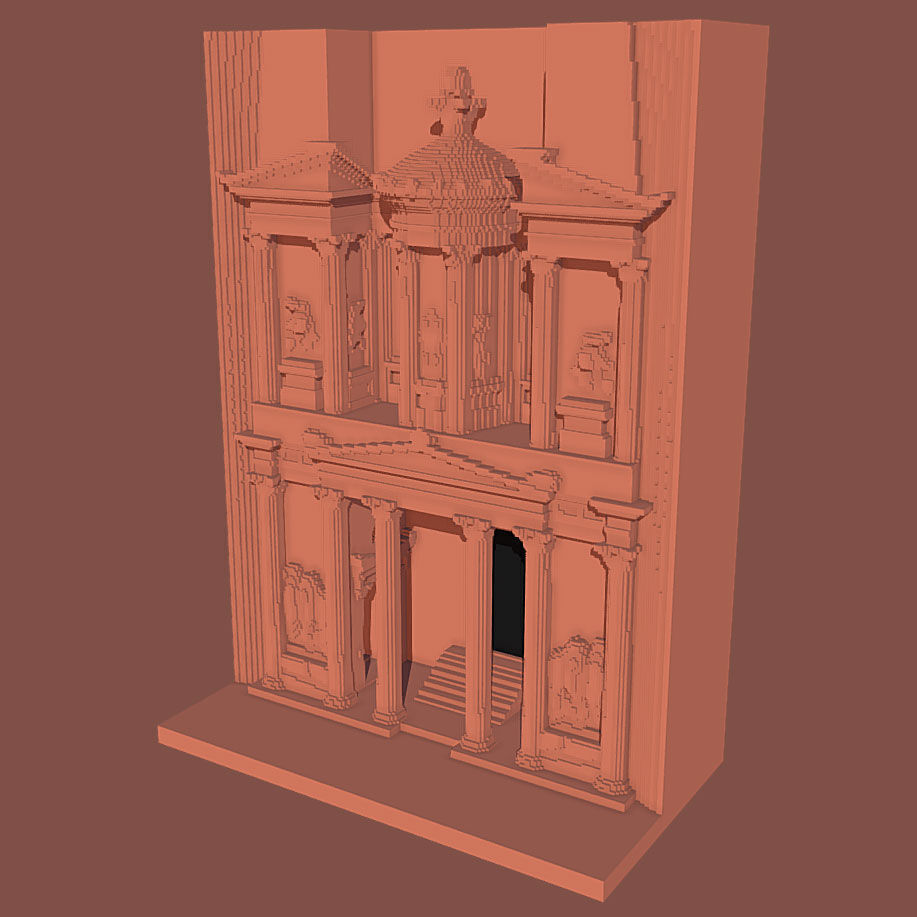 Voxel Treasury of Petra Low-poly 3D model_1
