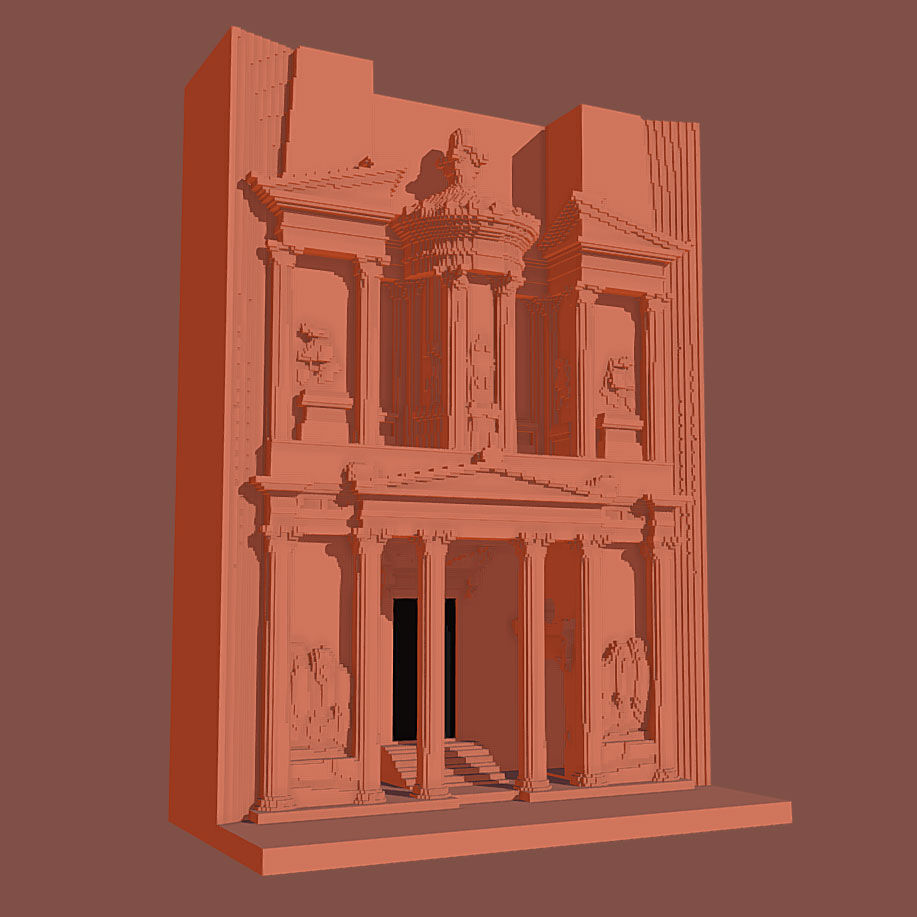 Voxel Treasury of Petra Low-poly 3D model_2