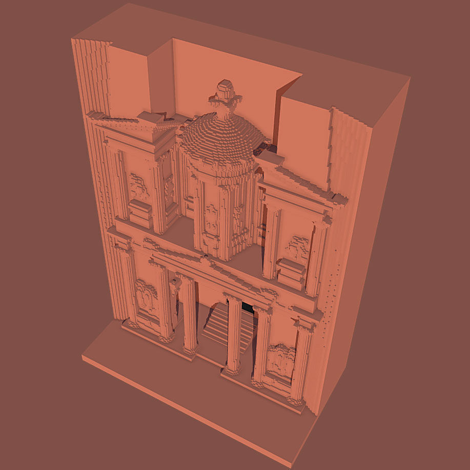 Voxel Treasury of Petra Low-poly 3D model_3