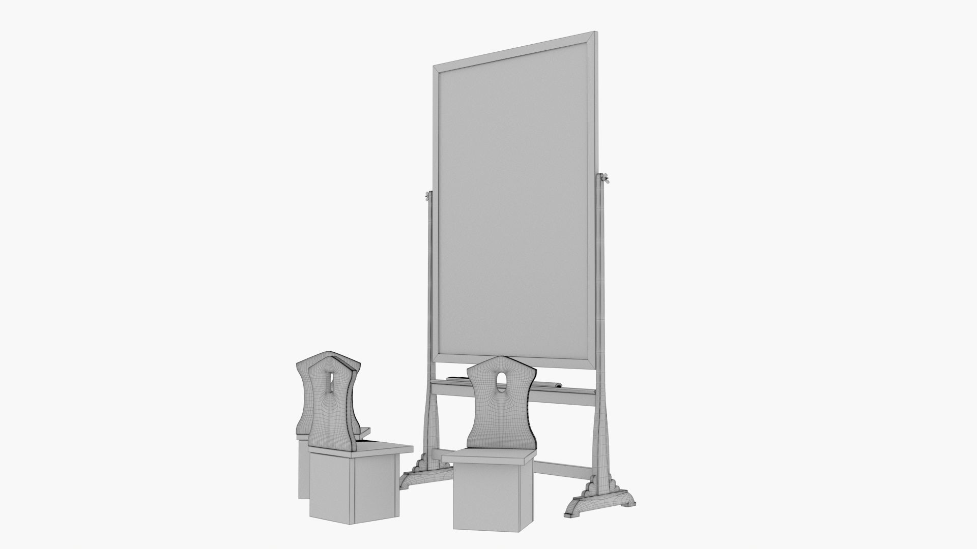 Old wood blackboard and chairs 3D model_12