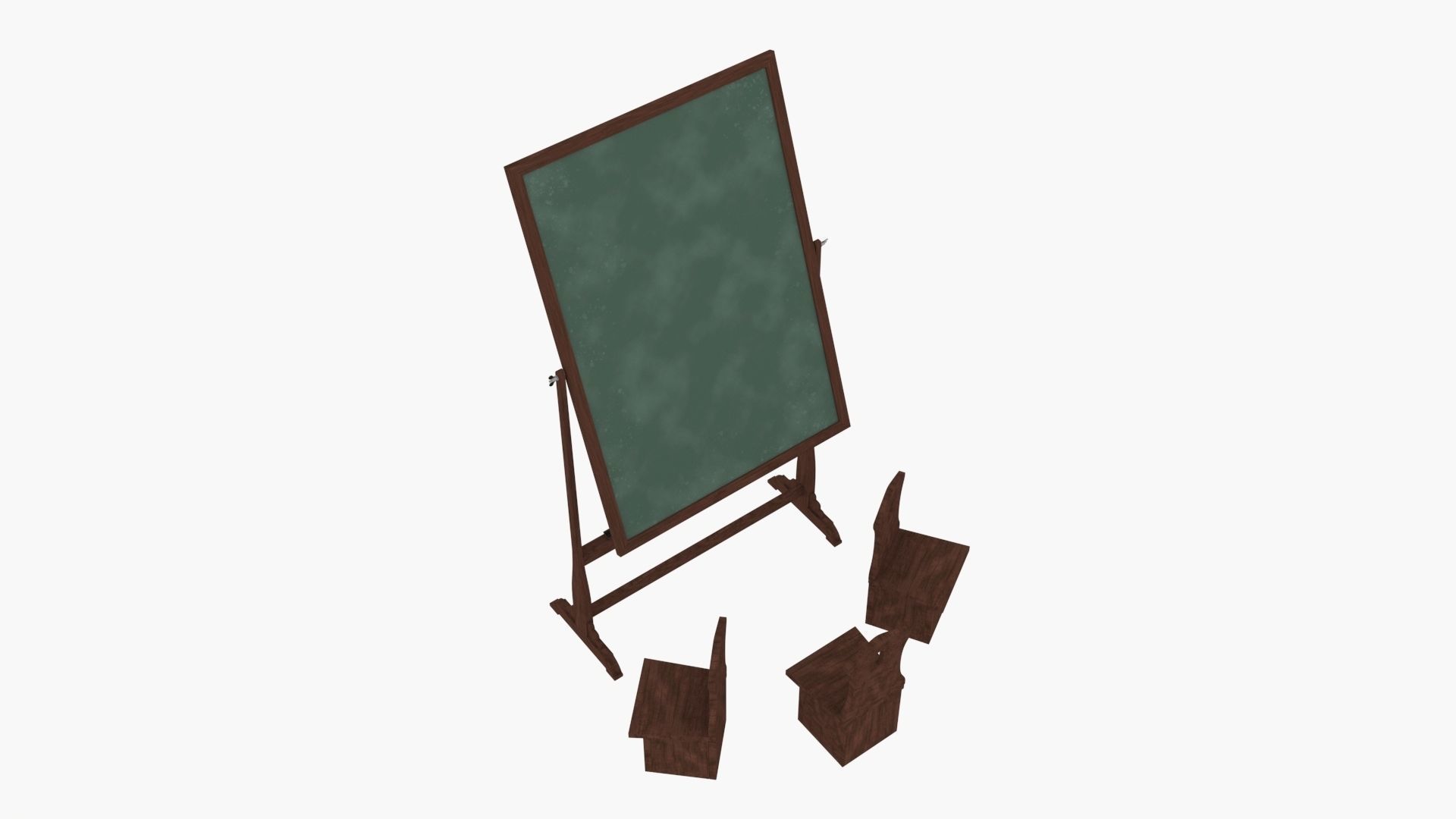 Old wood blackboard and chairs 3D model_20
