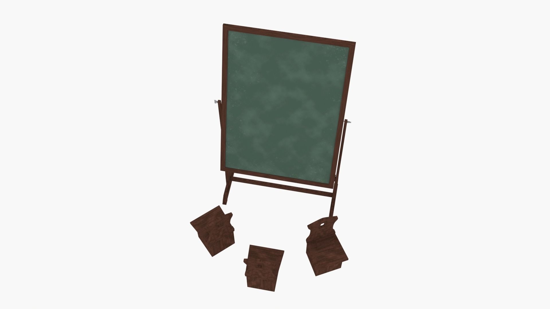 Old wood blackboard and chairs 3D model_15