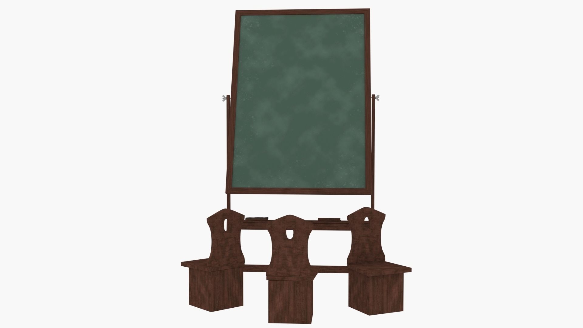 Old wood blackboard and chairs 3D model_19