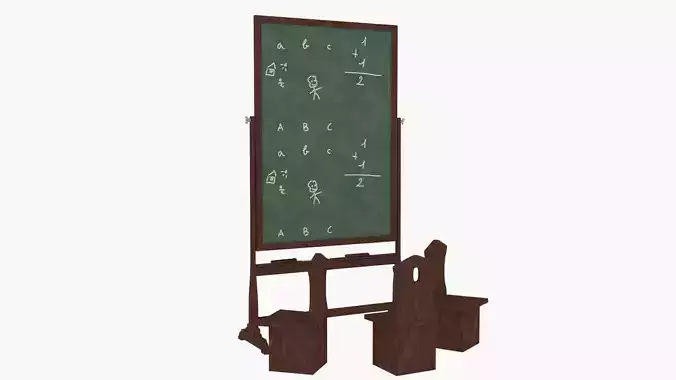 Old wood blackboard and chairs