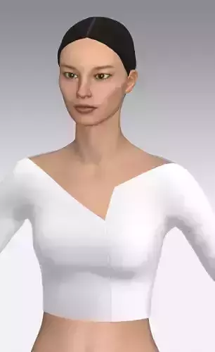 white color asymetric neckline  long slevee blouse