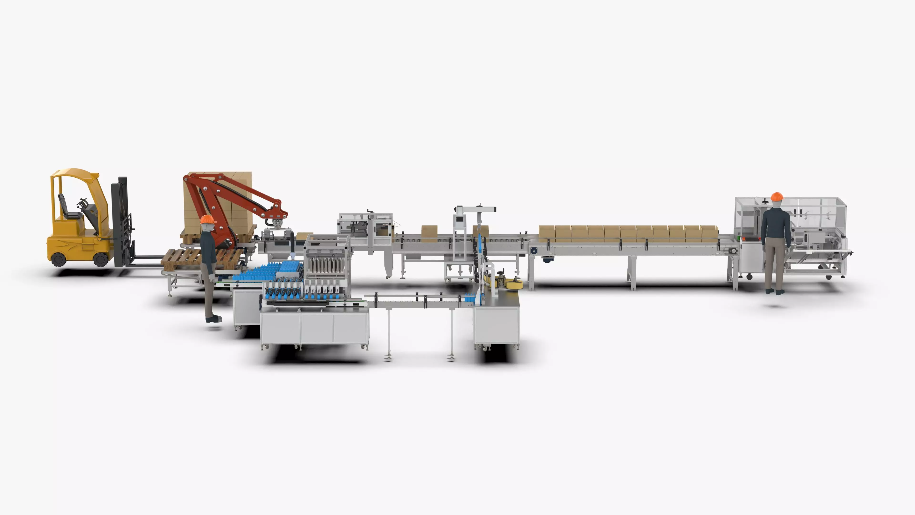 Automatic Loading and Unloading Labeling and Palletizing Line 3D model_0