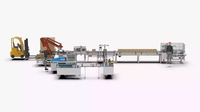 Automatic Loading and Unloading Labeling and Palletizing Line