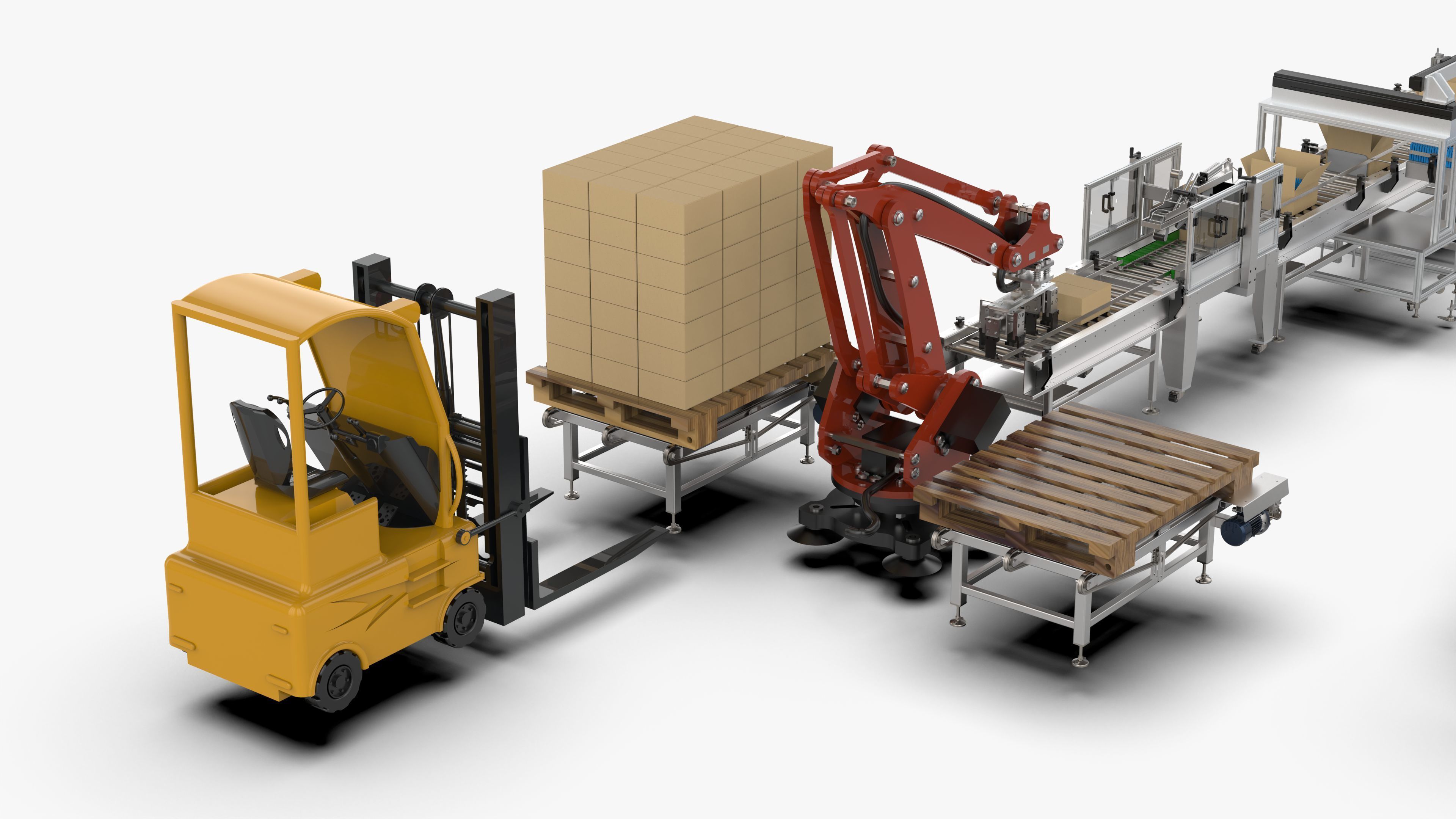 Automatic Loading and Unloading Labeling and Palletizing Line 3D model_13