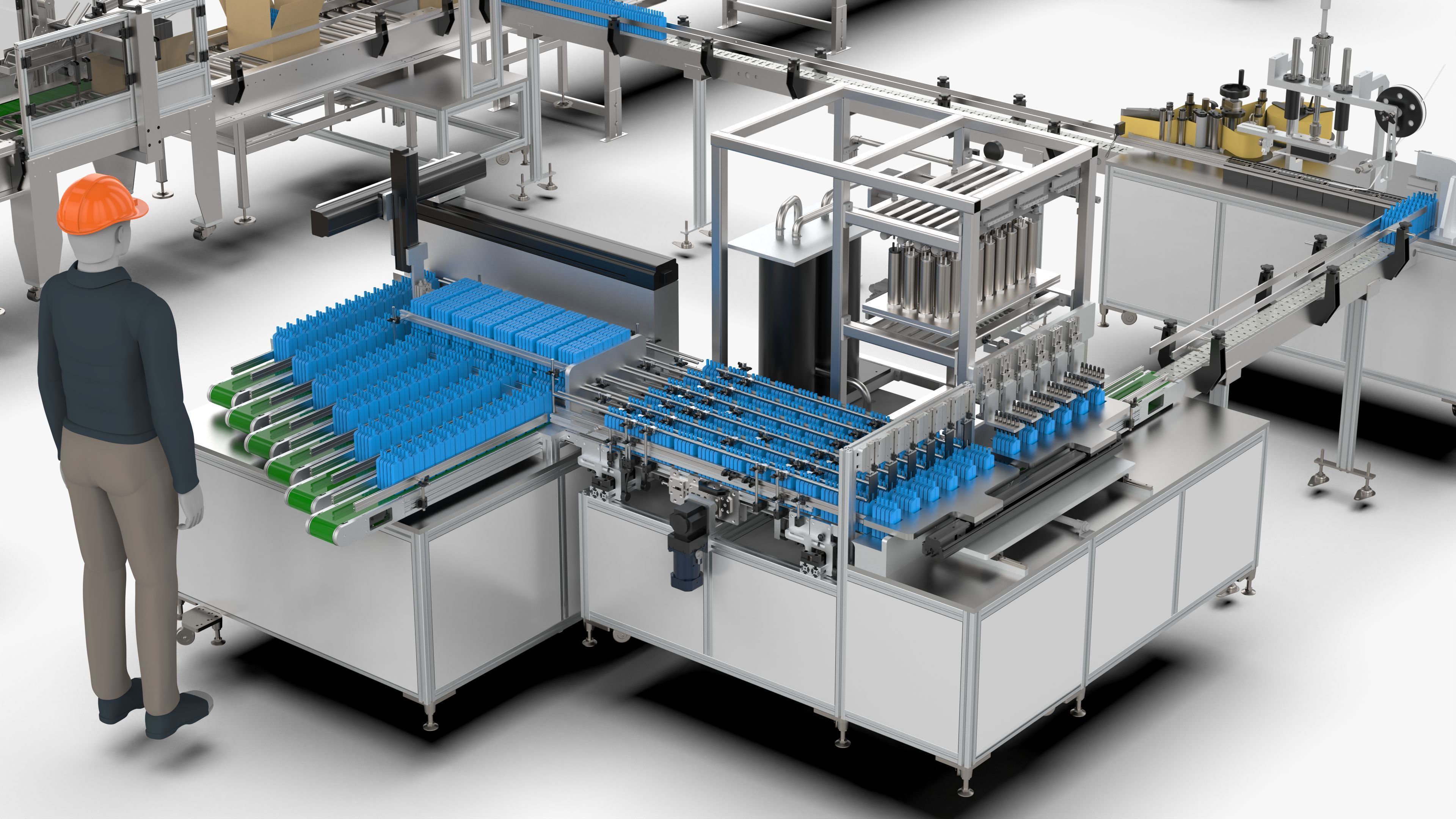 Automatic Loading and Unloading Labeling and Palletizing Line 3D model_7