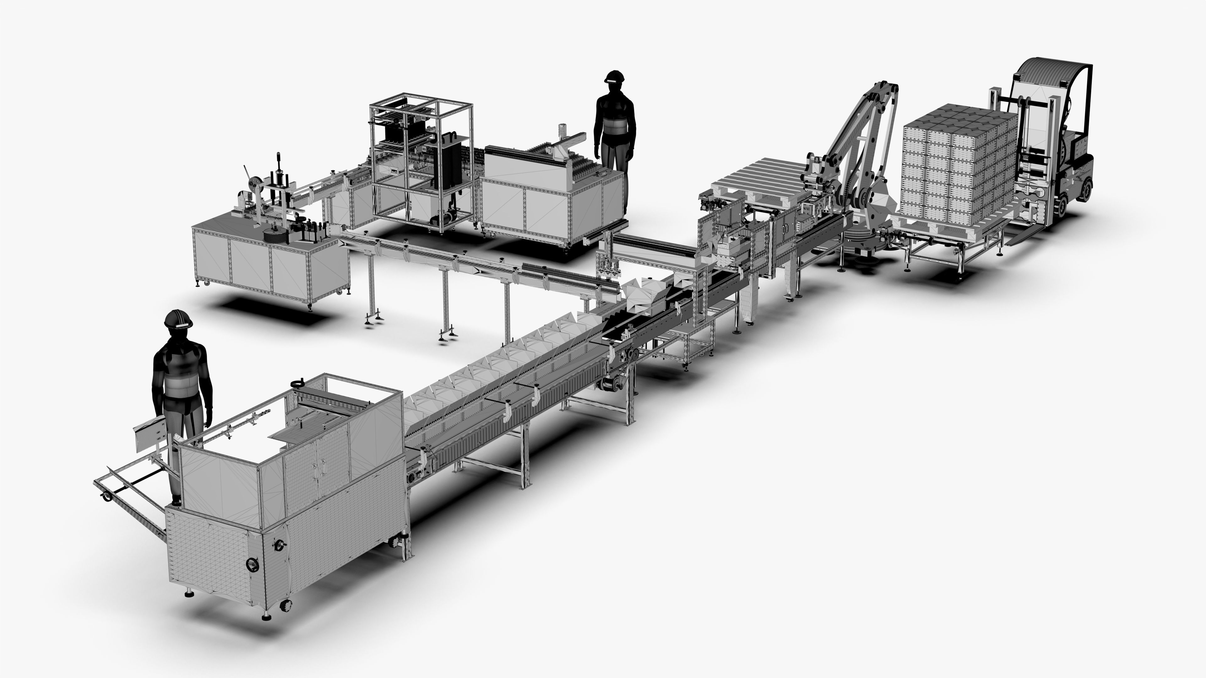 Automatic Loading and Unloading Labeling and Palletizing Line 3D model_20