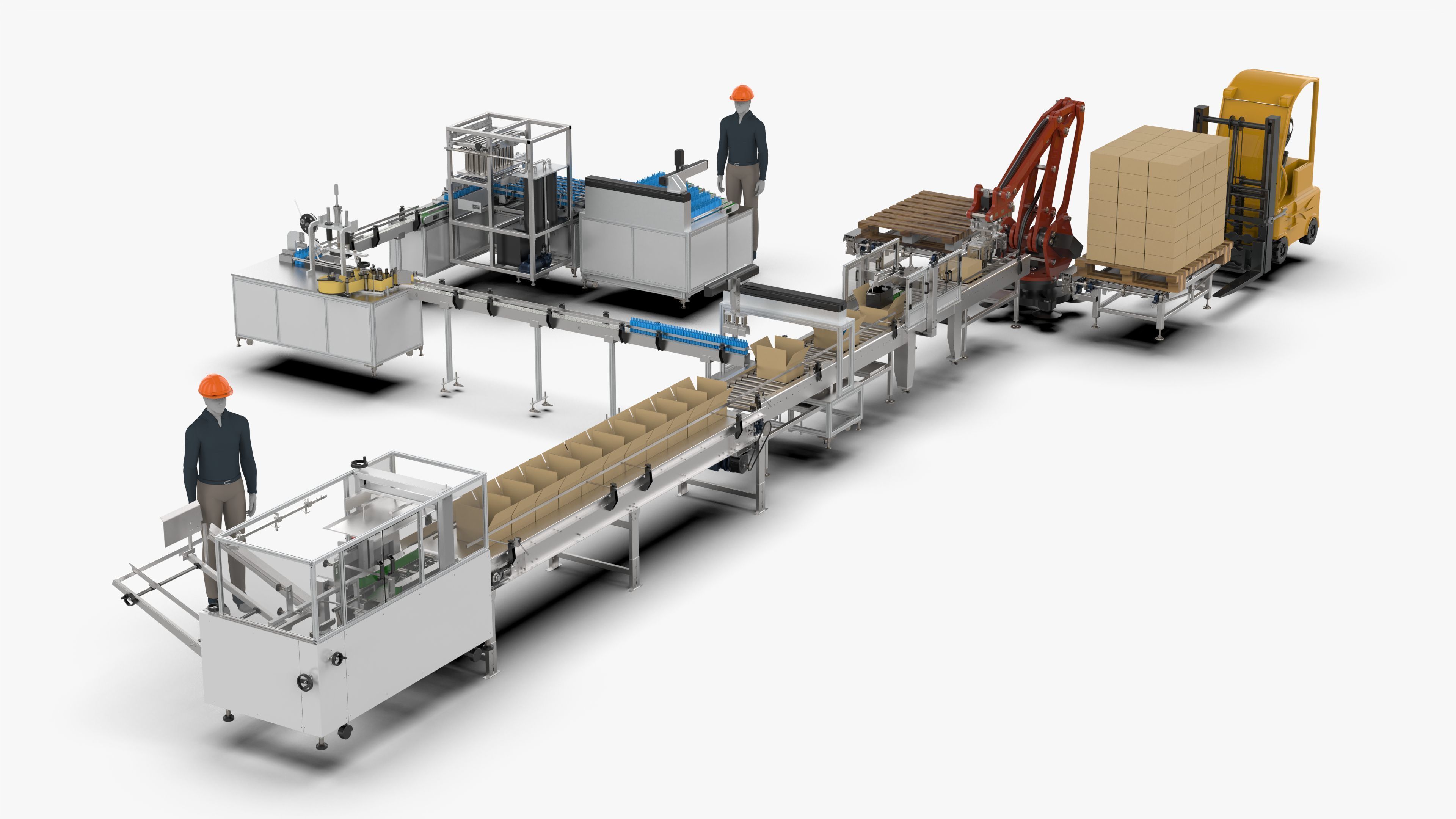 Automatic Loading and Unloading Labeling and Palletizing Line 3D model_16