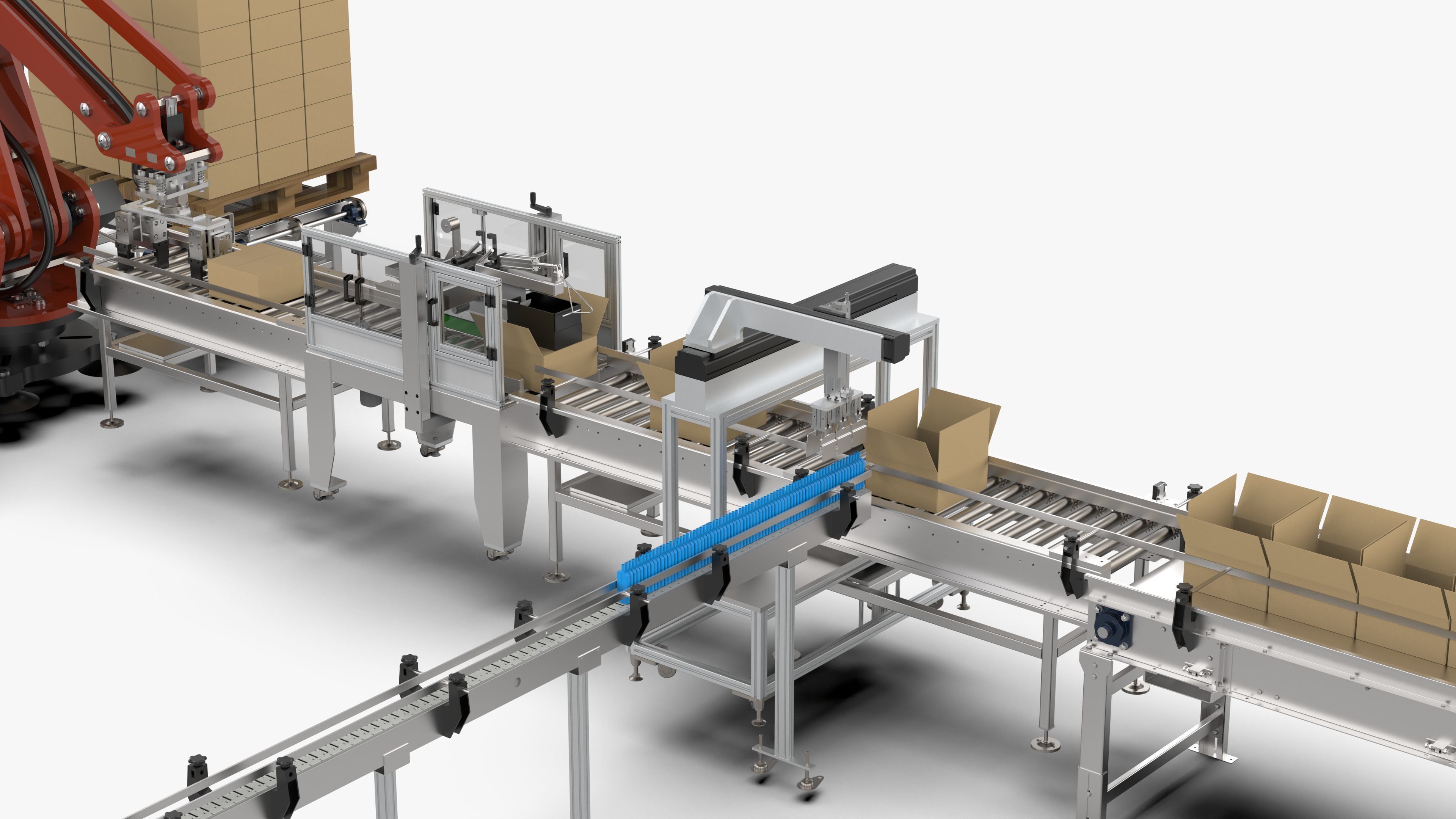 Automatic Loading and Unloading Labeling and Palletizing Line 3D model_10