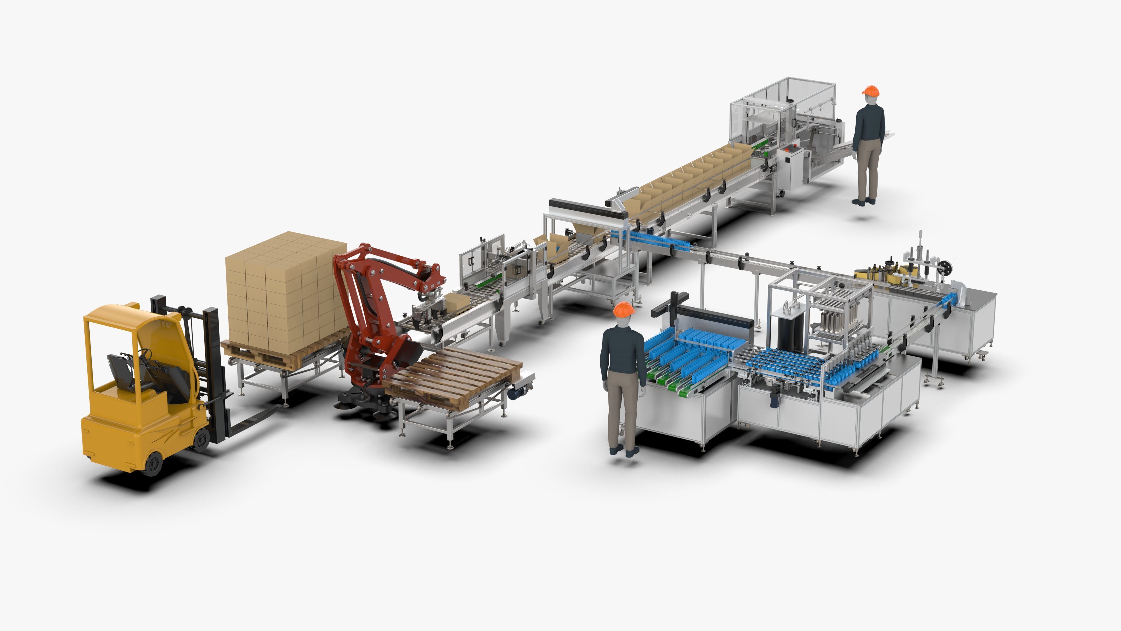Automatic Loading and Unloading Labeling and Palletizing Line 3D model_18