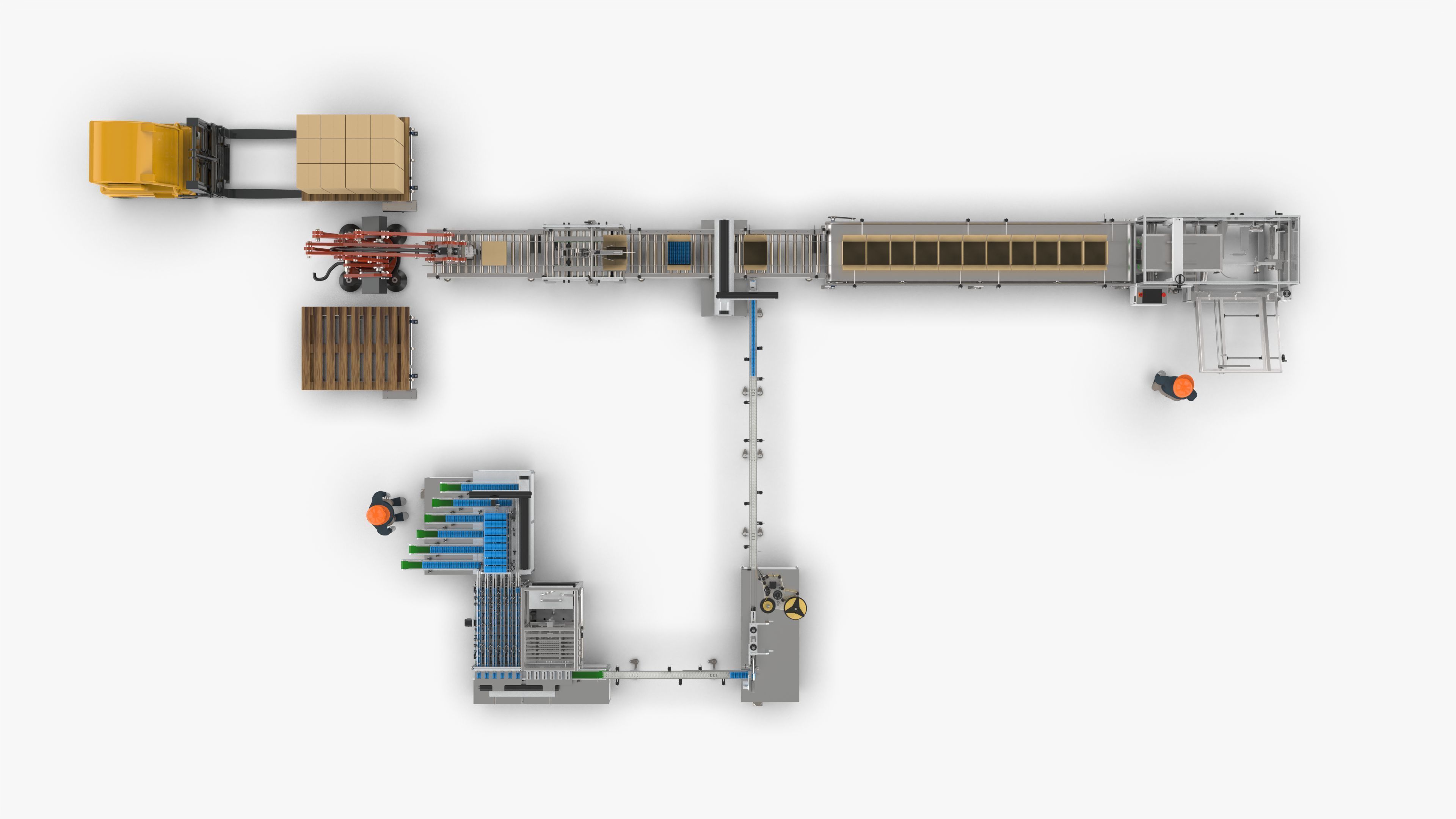 Automatic Loading and Unloading Labeling and Palletizing Line 3D model_1
