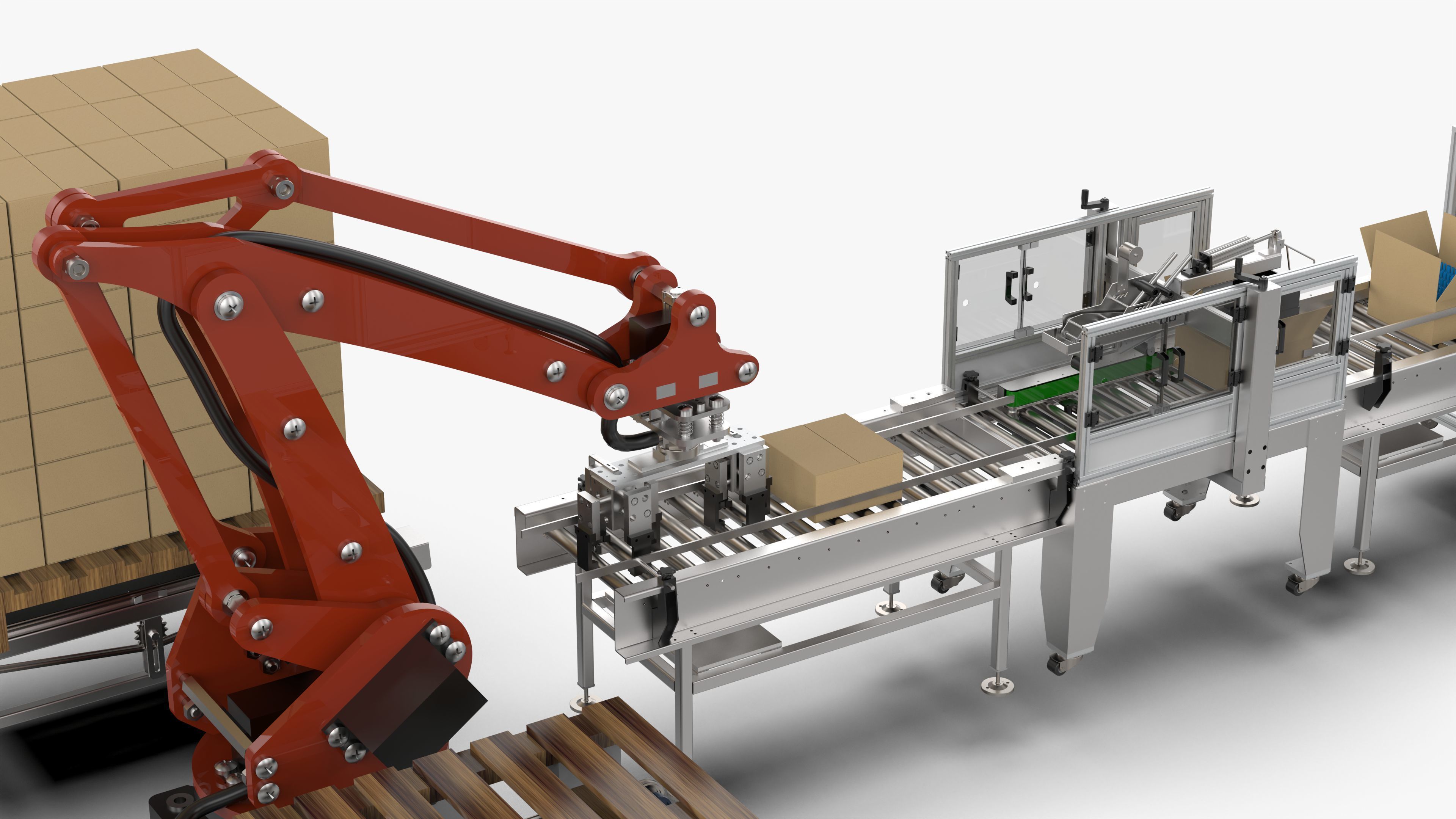 Automatic Loading and Unloading Labeling and Palletizing Line 3D model_14