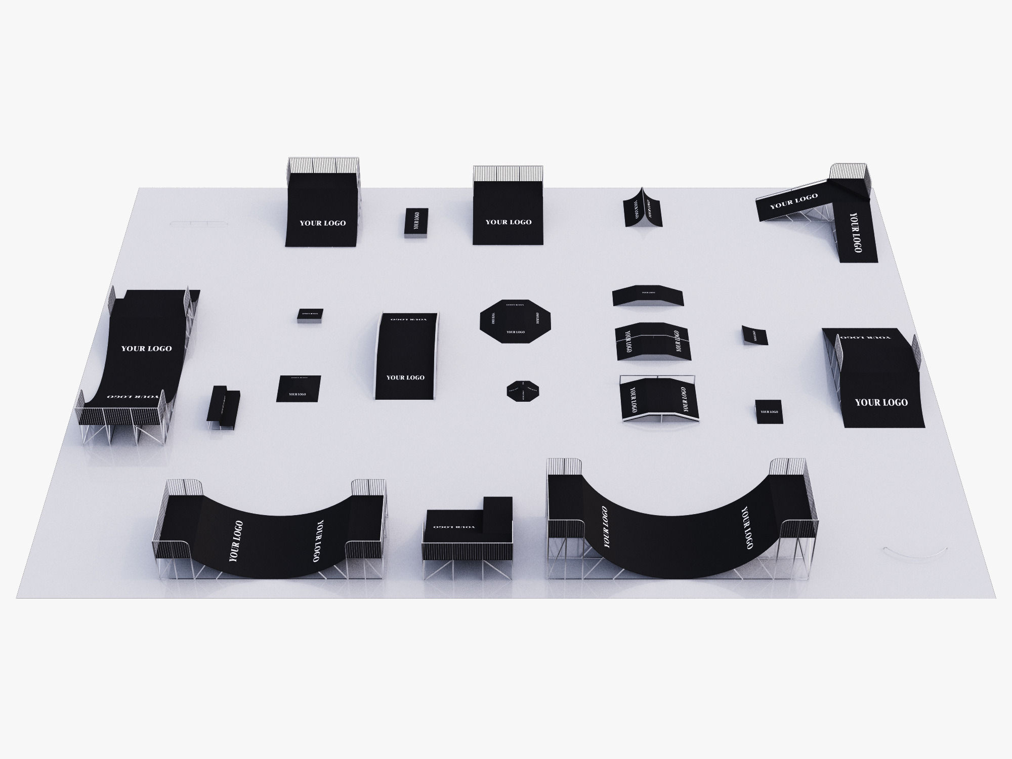 skateboarding park 3D model_2