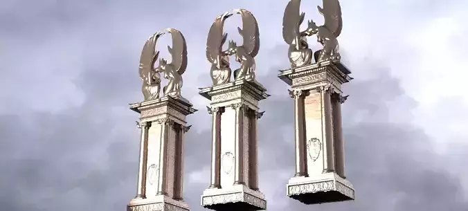 Stylized low detail Twin angels on pillars