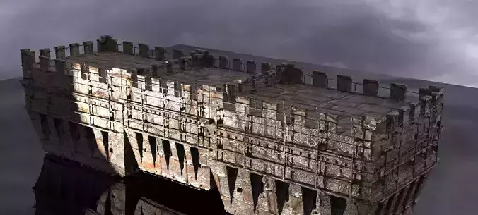 English Norfolk Fort walls Tower 2  3D model