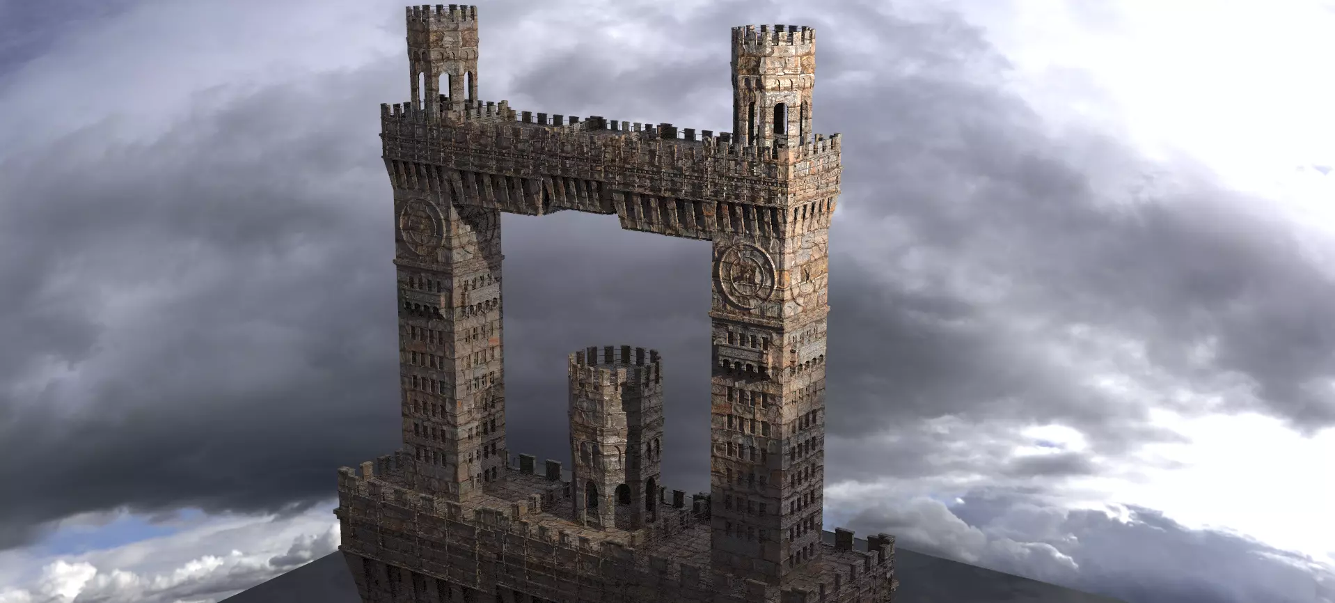 English Norfolk Fort fantasy bridge 1 3D model_0