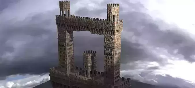 English Norfolk Fort fantasy bridge 1 3D model