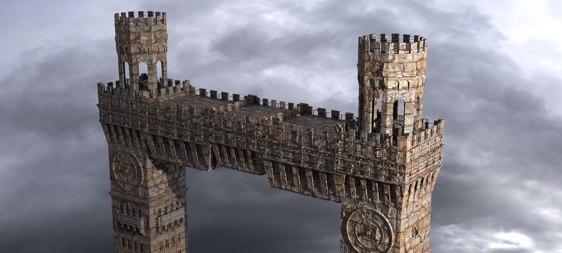 English Norfolk Fort fantasy bridge 1 3D model_1