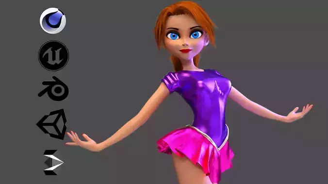 Cartoon Figure Skater Girl