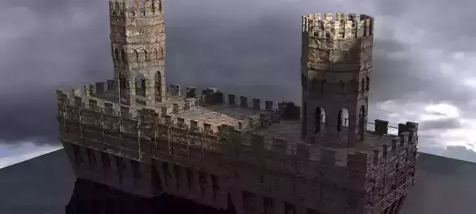 English Norfolk Fort walls Tower bridge 2 3D model