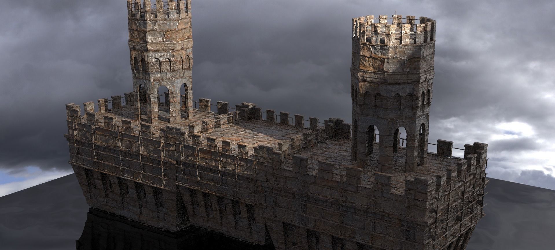 English Norfolk Fort walls Tower bridge 2 3D model_1