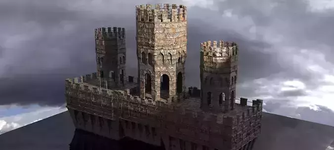 English Norfolk Fort walls Tower bridge 3  3D model