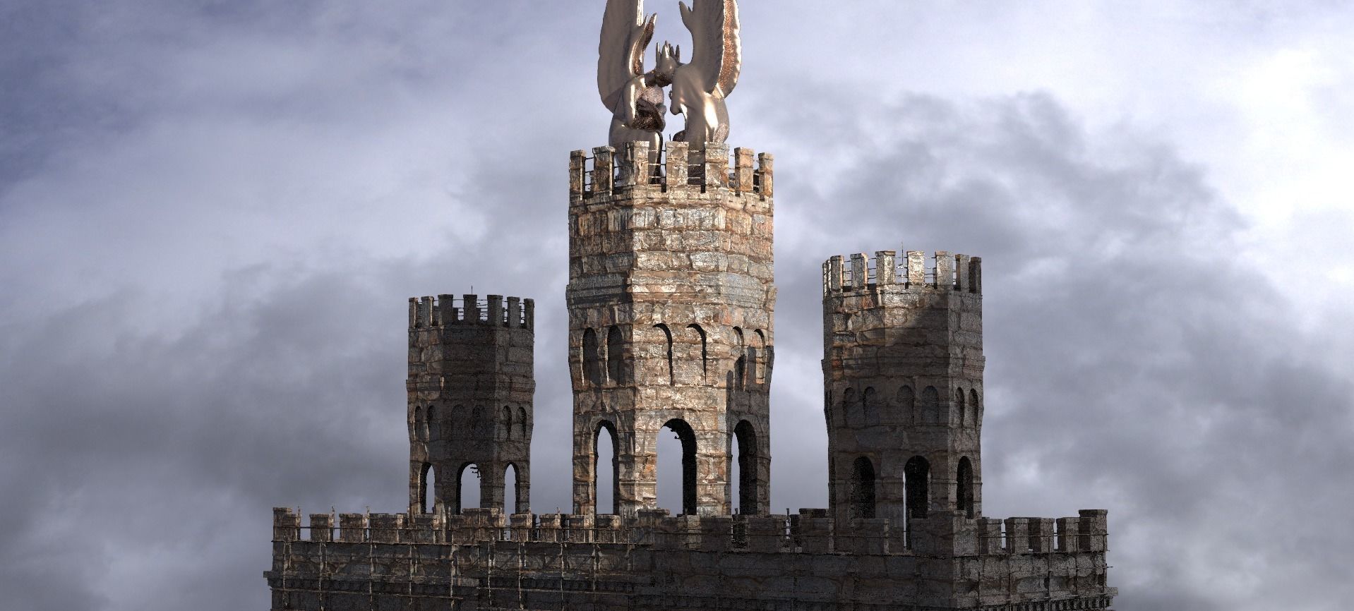 Fantasy English Norfolk Towers 3 3D model_1