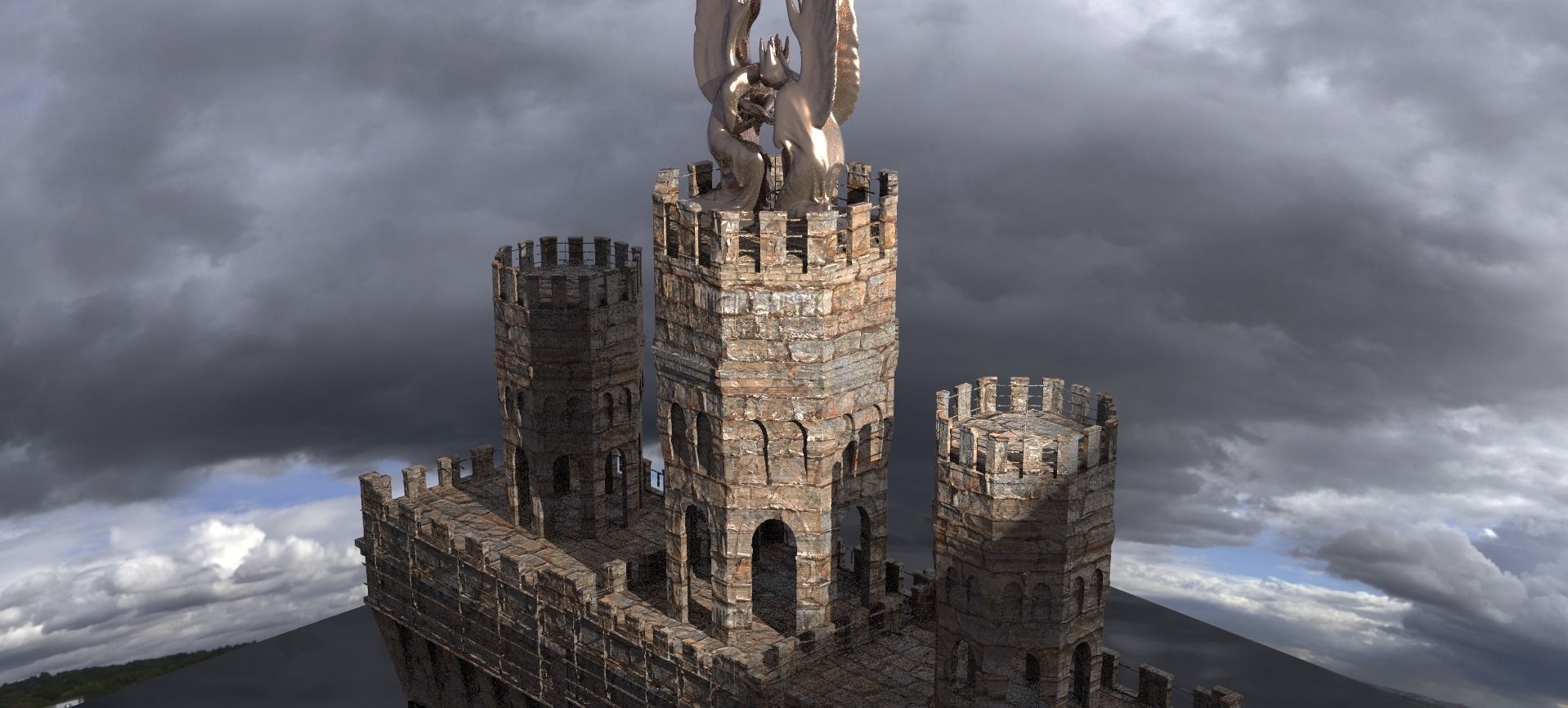 Fantasy English Norfolk Towers 3 3D model_2