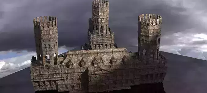 English Norfolk Fortcastle walls 7  3D model