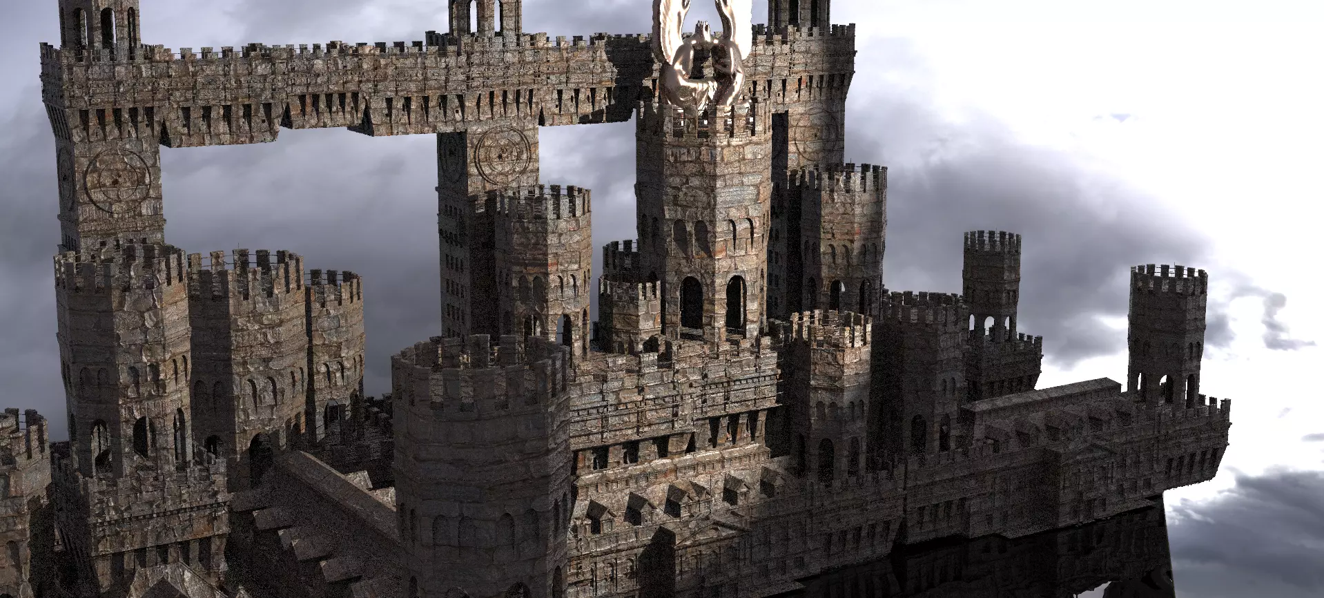 English Norfolk Fort walls Tower Kit bash 2  3D model_0