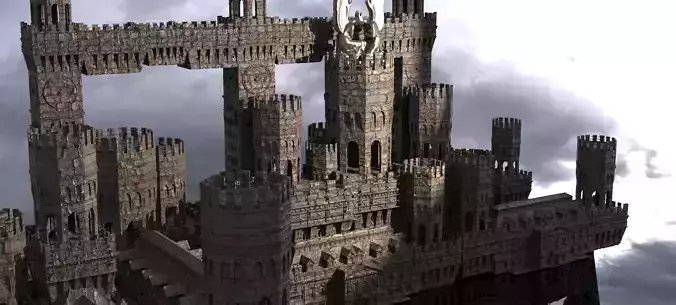 English Norfolk Fort walls Tower Kit bash 2  3D model
