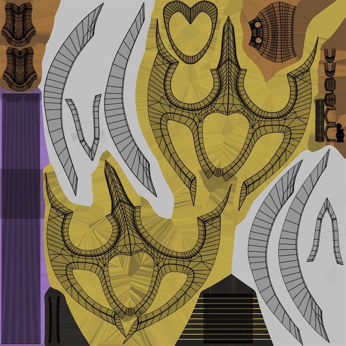 Battle Axe 06 Golden All PBR Unity UE Textures Included Low-poly 3D model_25