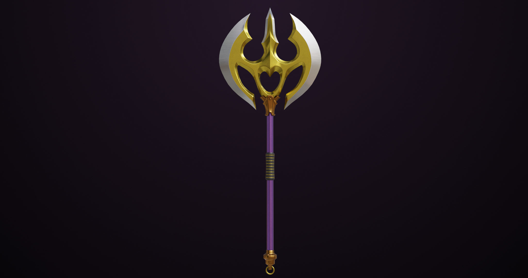 Battle Axe 06 Golden All PBR Unity UE Textures Included Low-poly 3D model_1