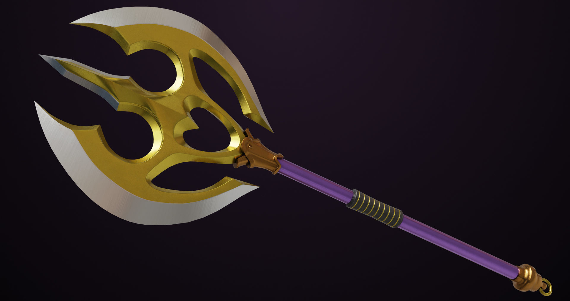 Battle Axe 06 Golden All PBR Unity UE Textures Included Low-poly 3D model_5