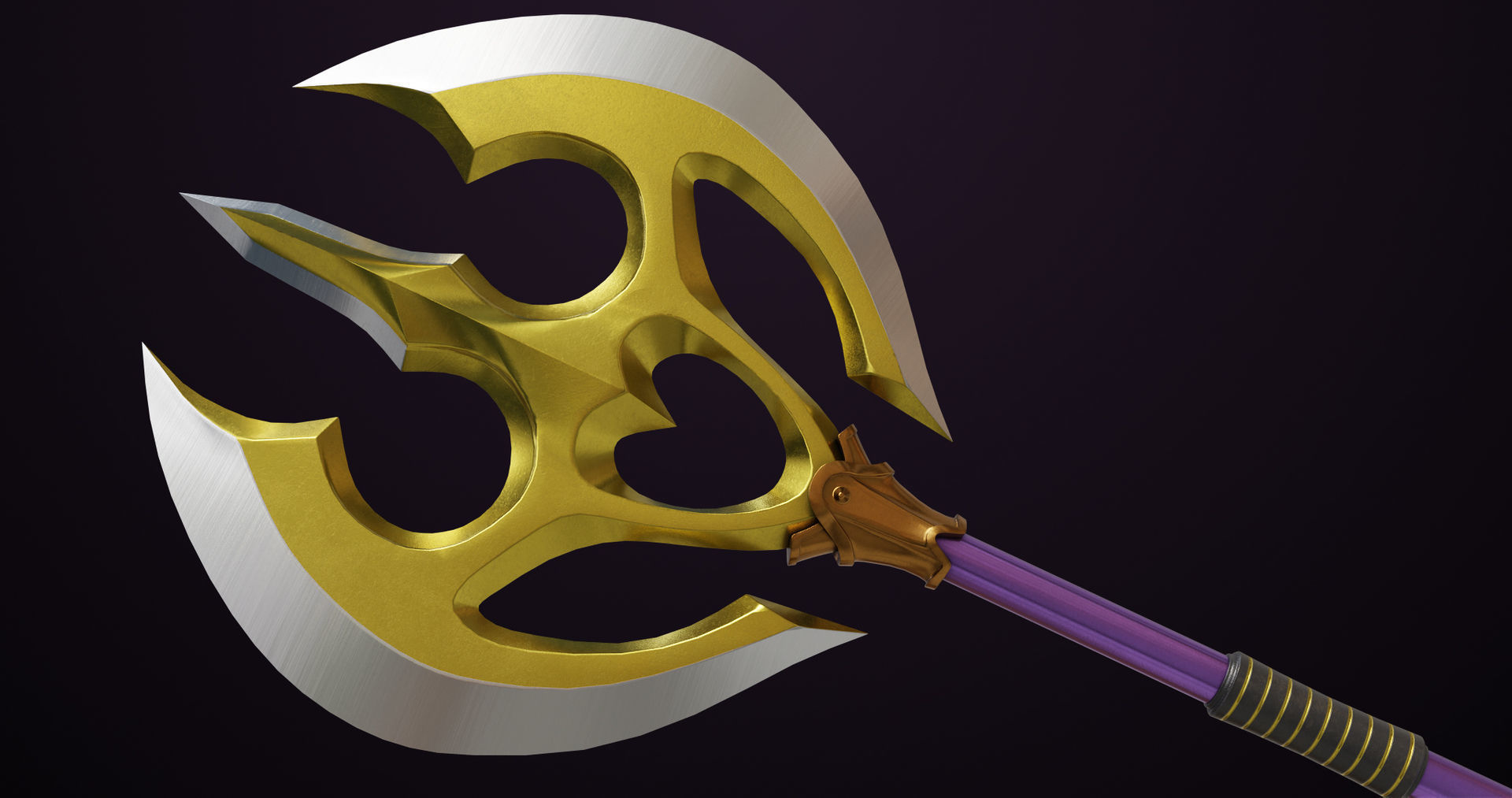 Battle Axe 06 Golden All PBR Unity UE Textures Included Low-poly 3D model_6
